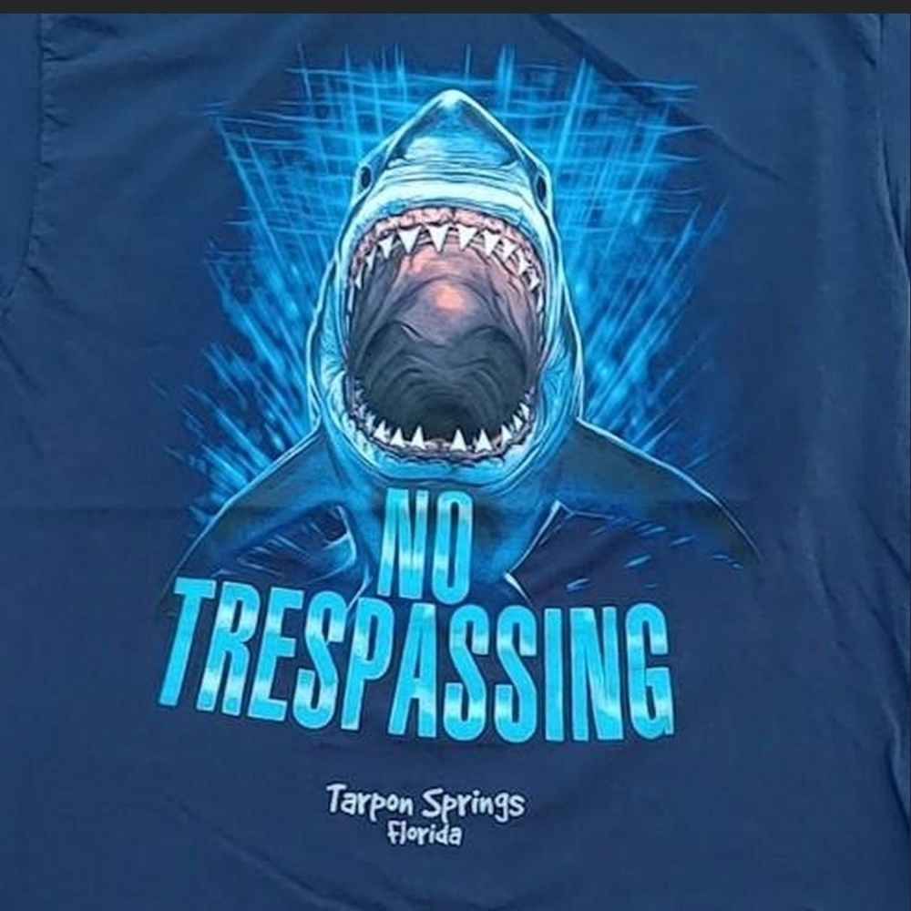 VTG 2000s Tarpon Springs Florida Shark Graphic Tee Large Y2K Tourist Souvenir